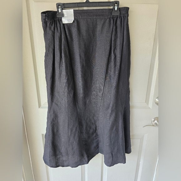 Catherines Skirt Womens 0X Black Linen Blend A- line Flare New - Picture 8 of 11
